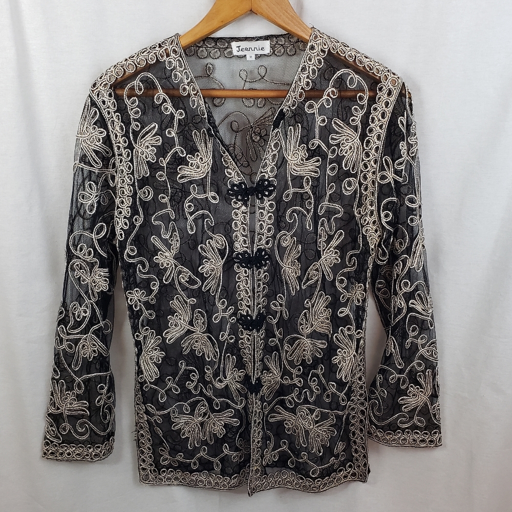 Vintage Jeannie Evening Sheer Black Top